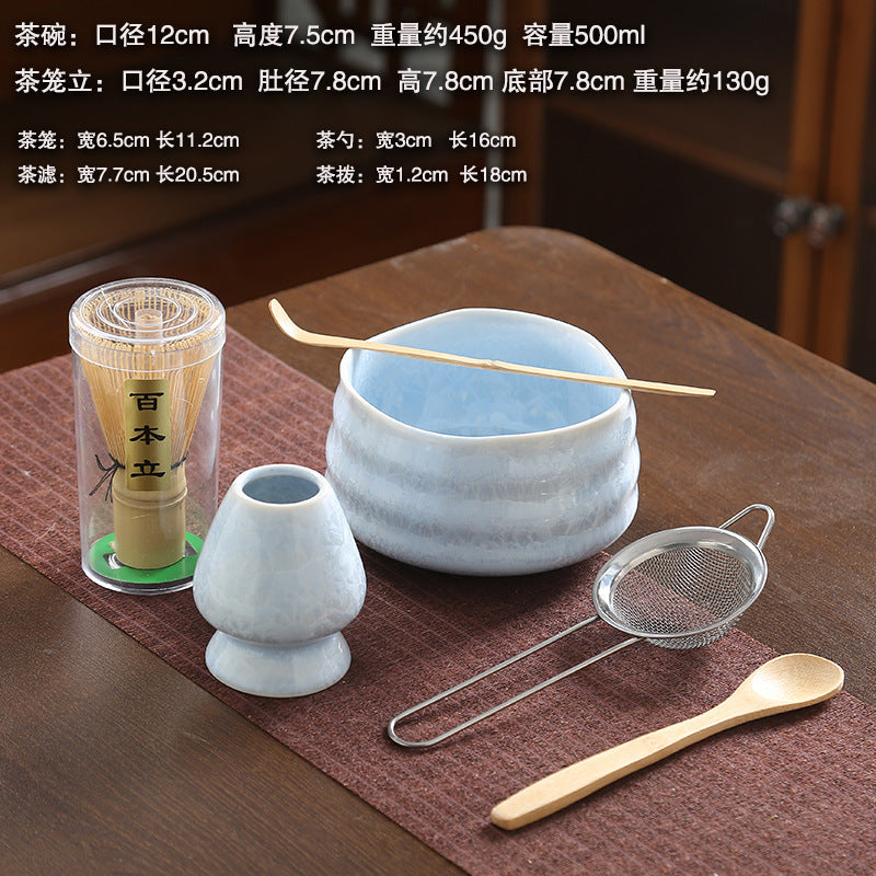 A crystal glaze cross-border ceramic matcha bowl tea beater tool set Japanese matcha brush Baibenli tea set combination