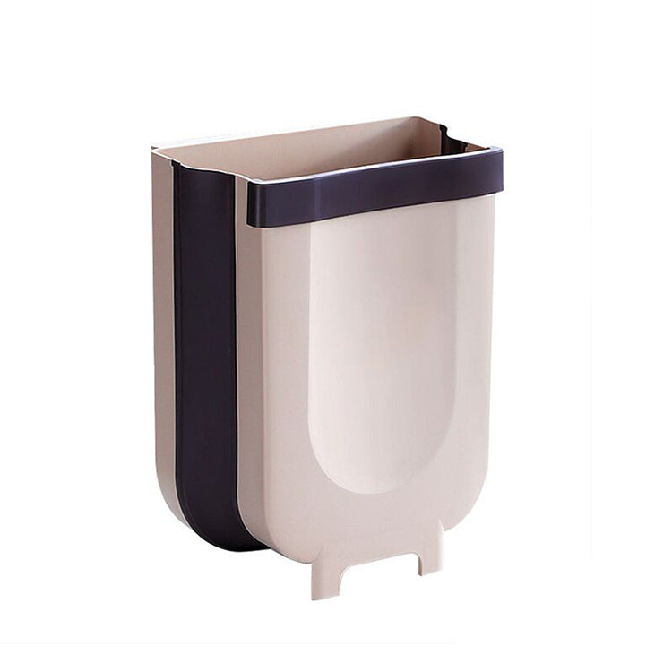 A kitchen trash can hanging type foldable