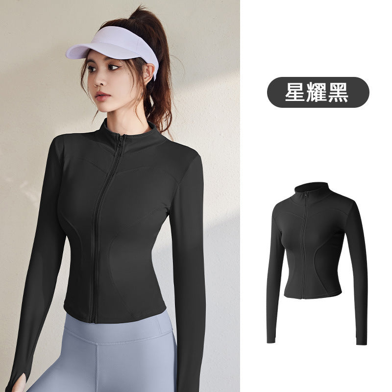 A Spring and Autumn Sports Jacket Long Sleeve Running Slim Fit High Elastic Fitness Yoga Clothing Top Jacket Women