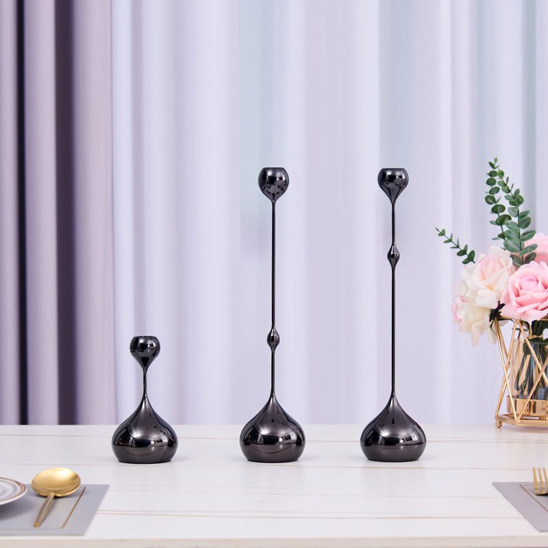 A European light luxury metal water drop silver candle table model house decoration home living room table dining room craft ornament