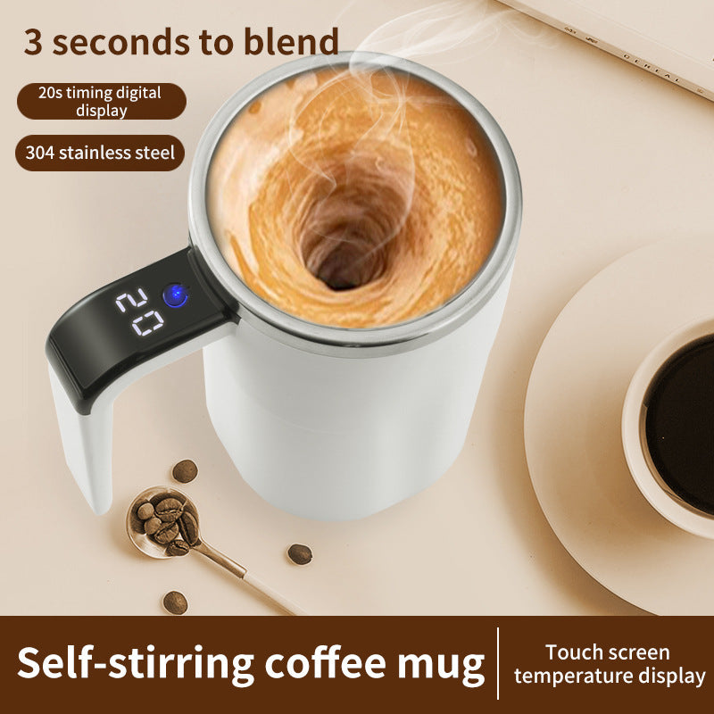 A Digital Display Intelligent Temperature Measurement Magnetic Automatic Mixing Cup Electric Coffee Cup Milkshake Cup Fitness Protein Shaker Cup