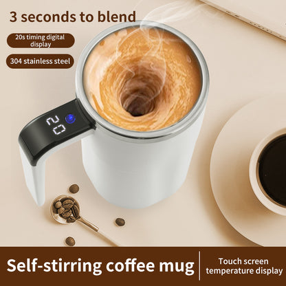 A Digital Display Intelligent Temperature Measurement Magnetic Automatic Mixing Cup Electric Coffee Cup Milkshake Cup Fitness Protein Shaker Cup