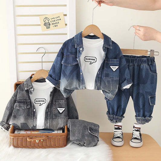 A children's denim three-piece set
