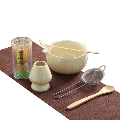 A crystal glaze cross-border ceramic matcha bowl tea beater tool set Japanese matcha brush Baibenli tea set combination