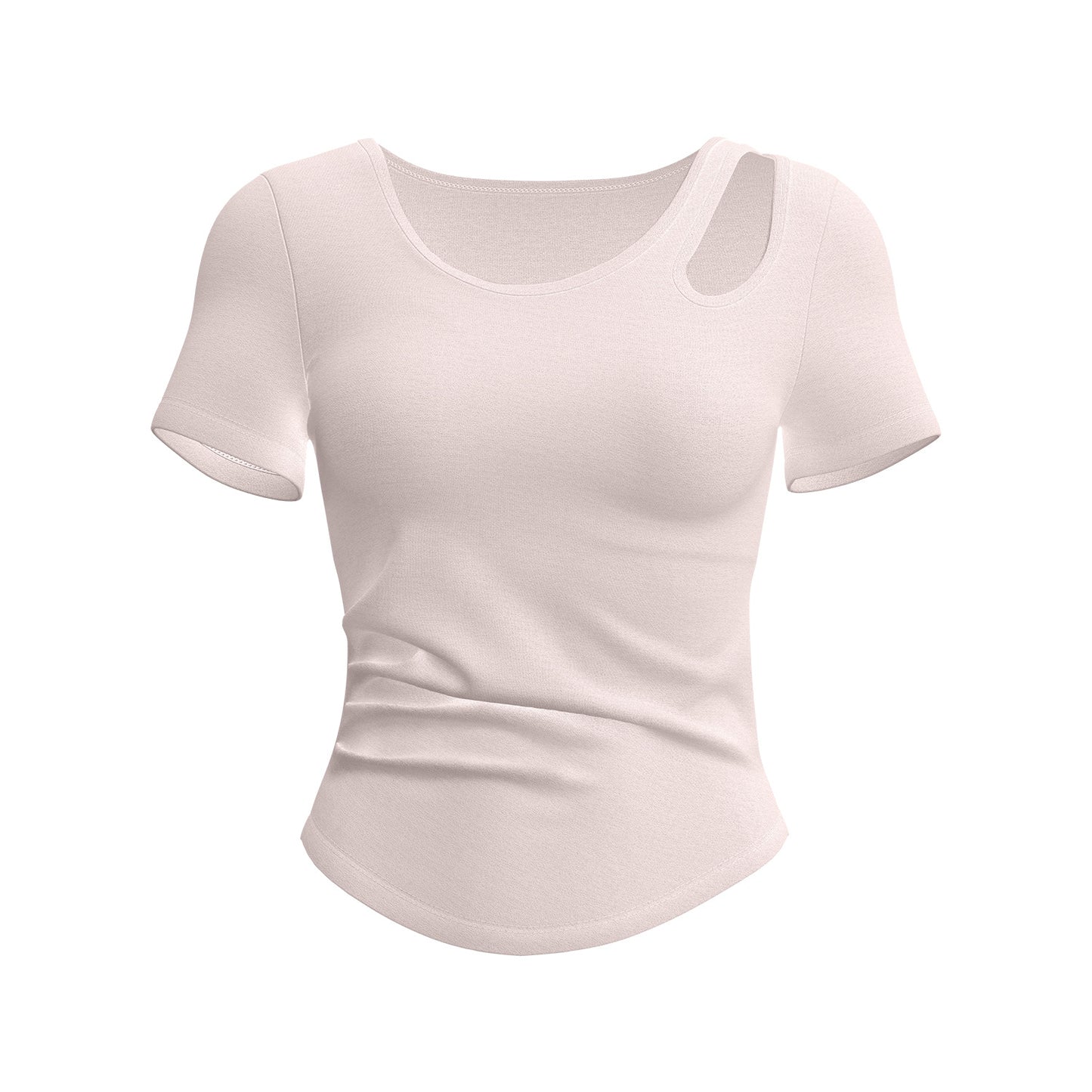 A Skinny and wrinkled yoga clothes women's one cup with chest pad sports fitness top short sleeve summer