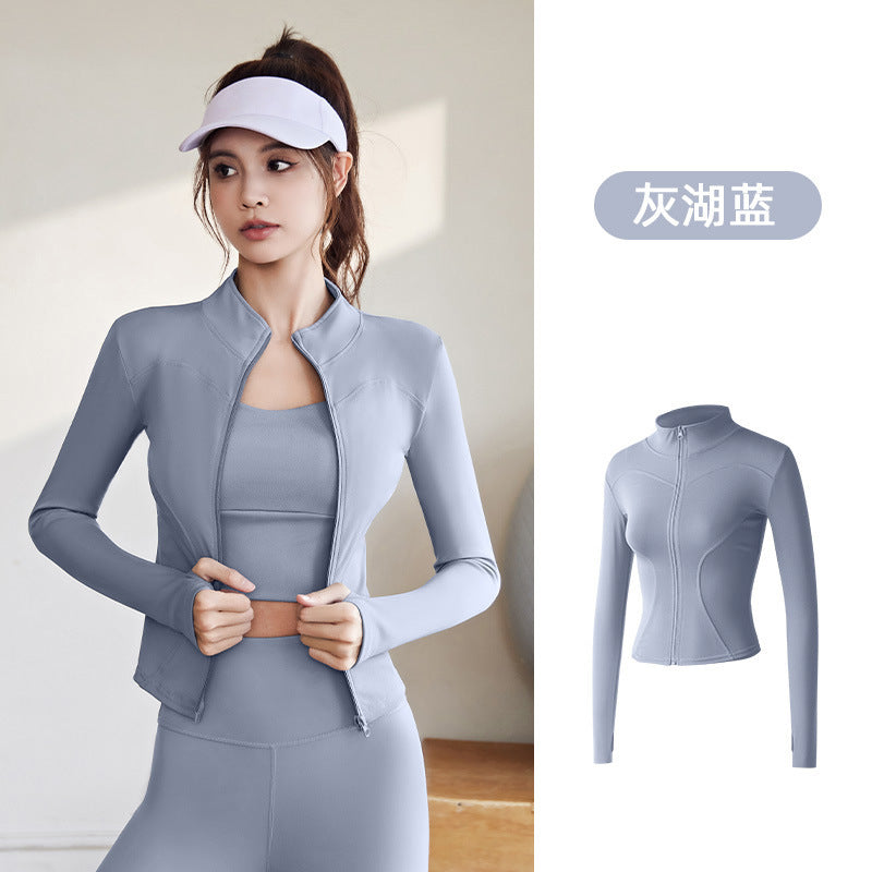A Spring and Autumn Sports Jacket Long Sleeve Running Slim Fit High Elastic Fitness Yoga Clothing Top Jacket Women