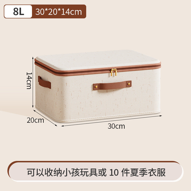 A cotton and linen zipper storage box