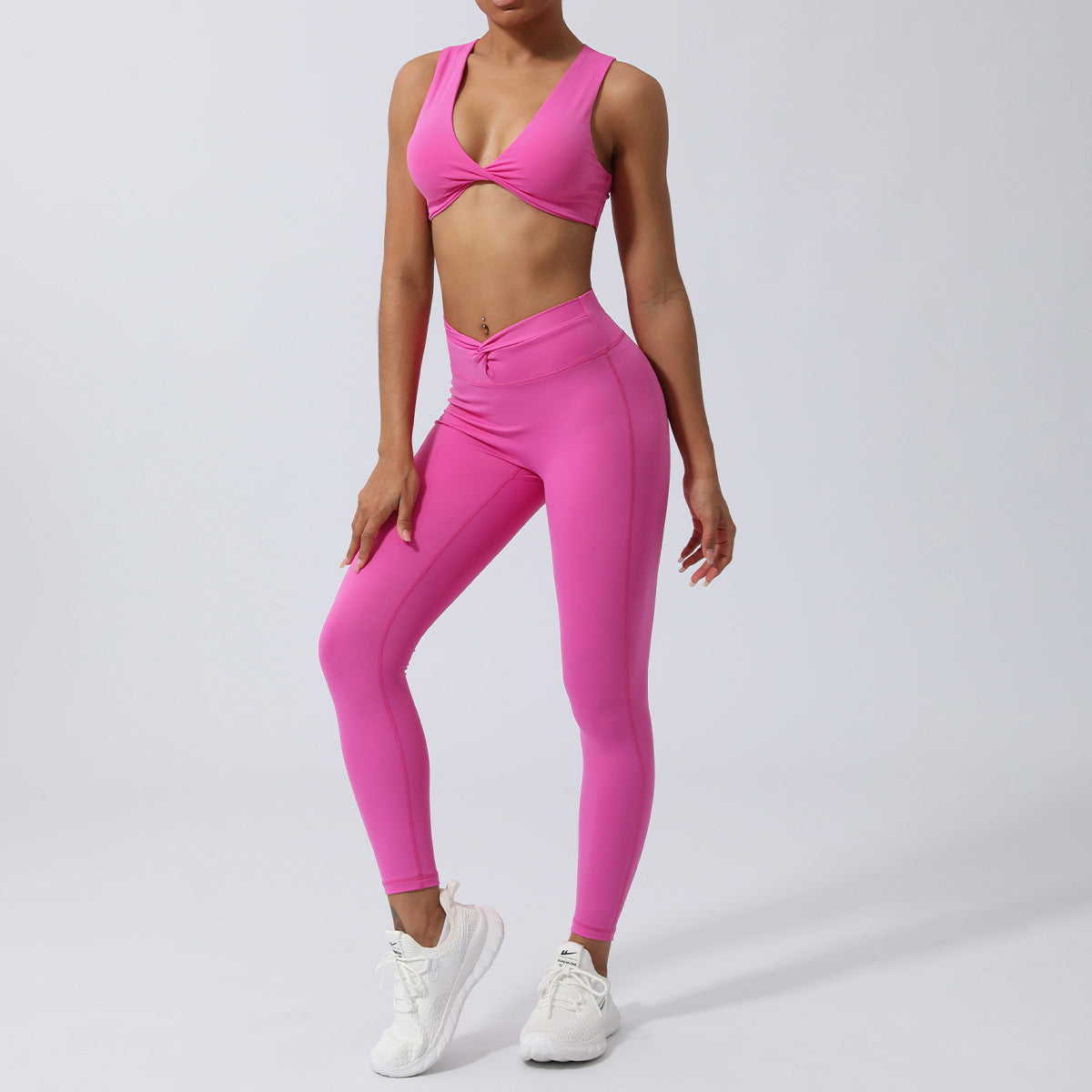 A Yoga suit Kink bra Peach hip trousers Sports suit No T-line Fitness two-piece set