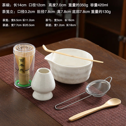A crystal glaze cross-border ceramic matcha bowl tea beater tool set Japanese matcha brush Baibenli tea set combination