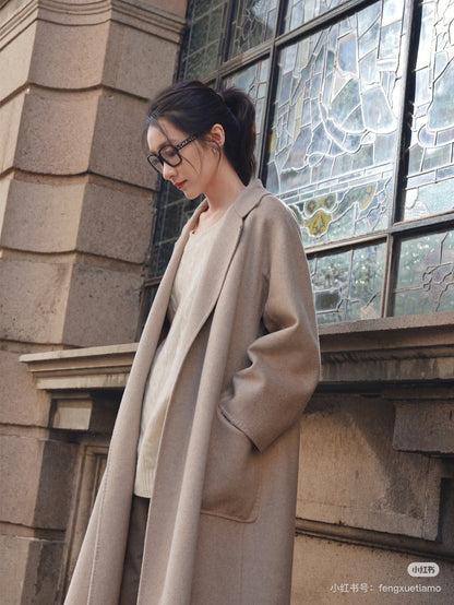 روب حمام كلاسيكي فاخر من ماركة لوب، معطف كشمير مزدوج الجوانب، متوفر بـ 13 لونًا 