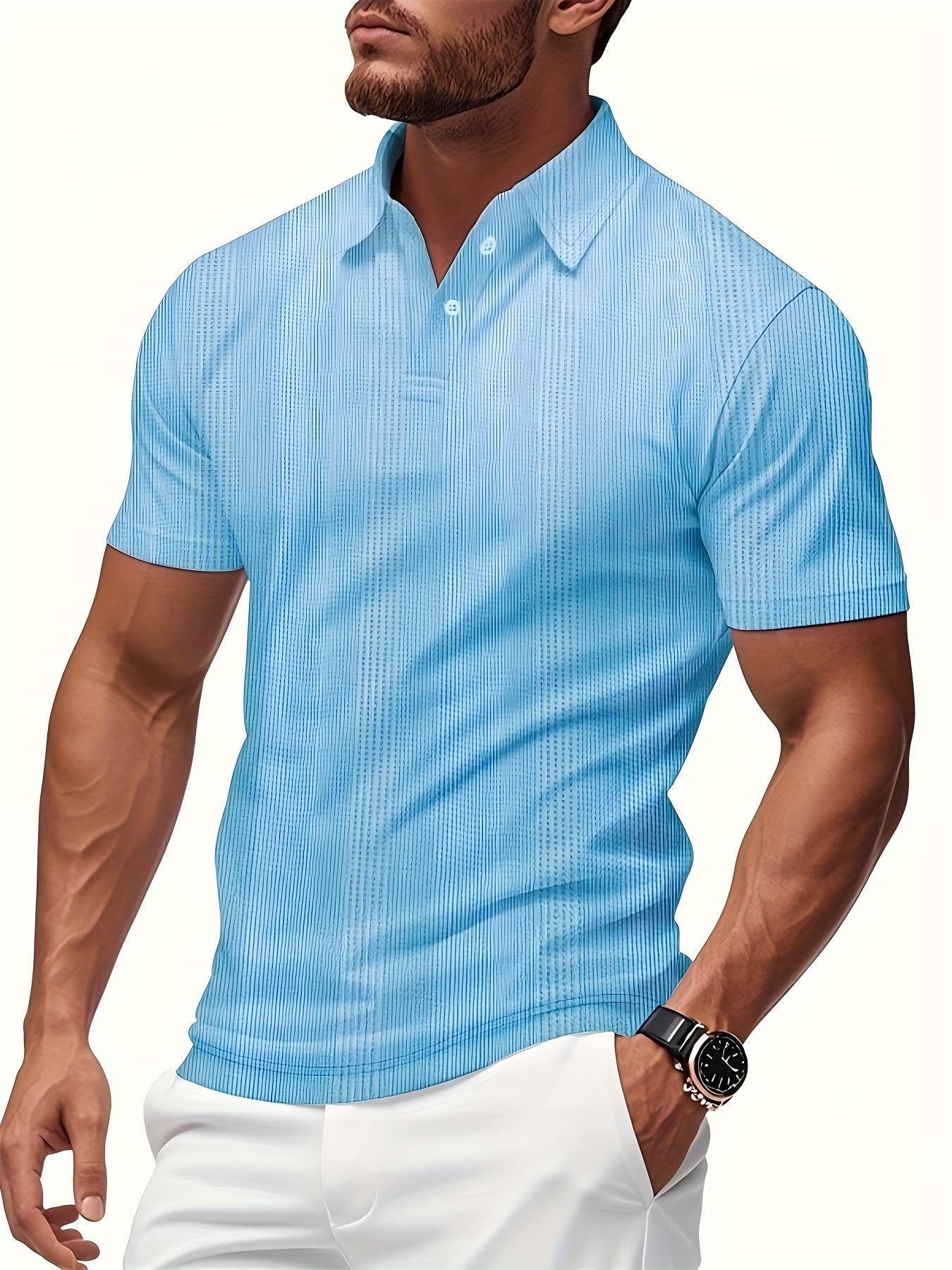 A summer new European and American cross-border men's short-sleeved jacquard polo shirt Amazon men's lapel texture t-shirt top