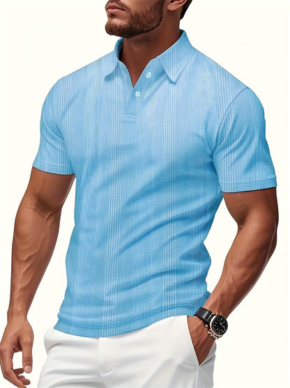 A summer new European and American cross-border men's short-sleeved jacquard polo shirt Amazon men's lapel texture t-shirt top