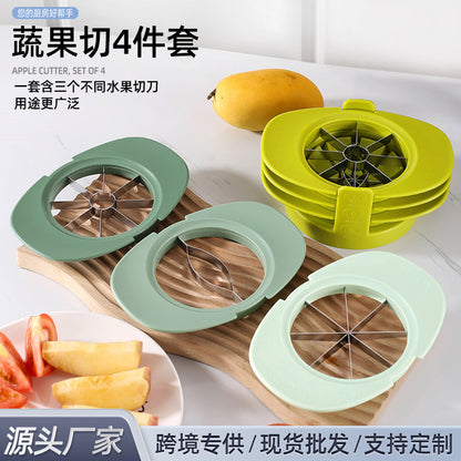 A four-piece set of apple cutting, stainless steel fruit cutter, apple slicer set, household pitted fruit slicing and dividing