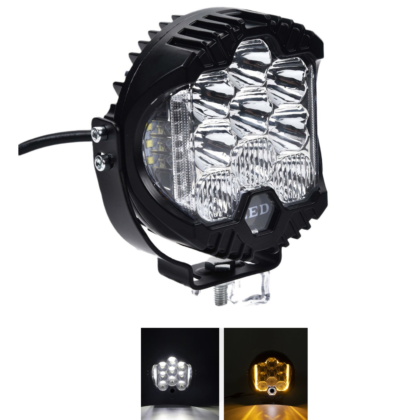 A car led light 5/7/9 inch 90w three-sided luminous work light tank 300 off-road vehicle modified external spotlight