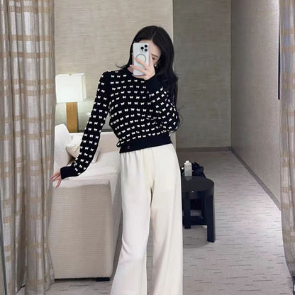 A long-sleeved knit top