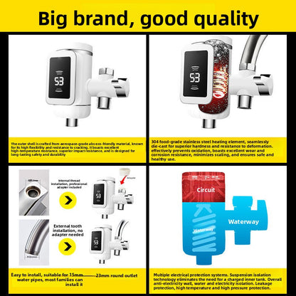 A digital display electric heating faucet wholesale instant fast heating faucet connection type electric heating faucet free installation