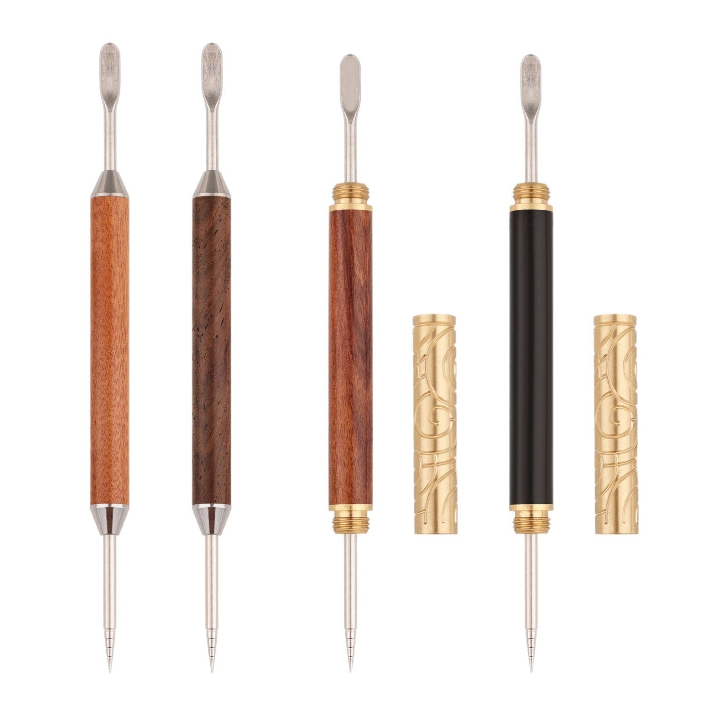 A Italian coffee fancy, coffee latte needle, pear wooden handle hook 304 stainless steel engraved stick coffee utensils