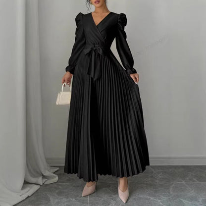 A long-sleeved dress