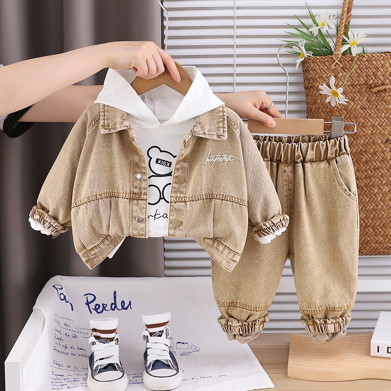 A children's denim three-piece set