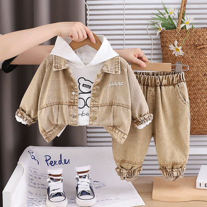 A children's denim three-piece set