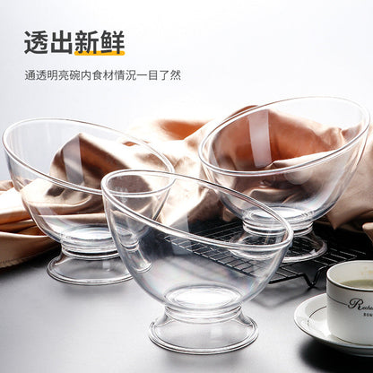 A Household Japanese diagonal salad bowl Large capacity creative fruit and vegetable dressing bowl Hotel restaurant Transparent dessert bowl