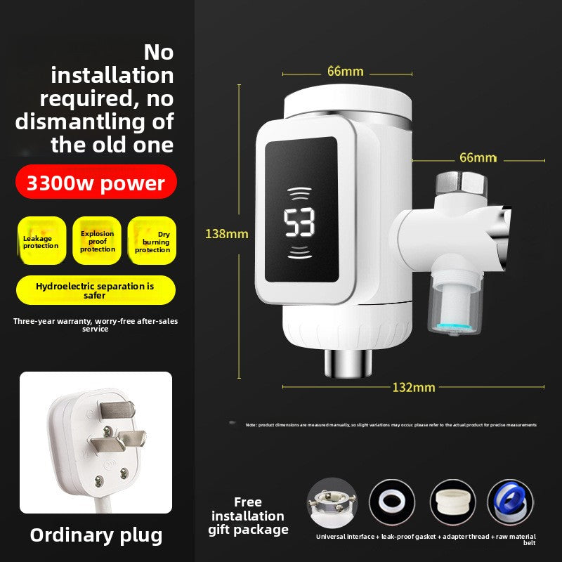 A digital display electric heating faucet wholesale instant fast heating faucet connection type electric heating faucet free installation