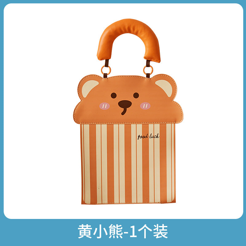 A cartoon wall-mounted tissue bag