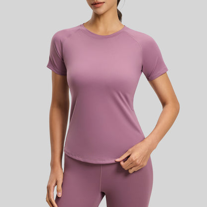A mesh yoga short-sleeved sports fitness clothes show chest shaping breathable sports T-shirt women