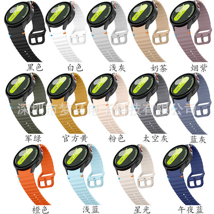 A Suitable for Samsung watch7/FE original wave stitching color buckle silicone strap universal watch654 strap