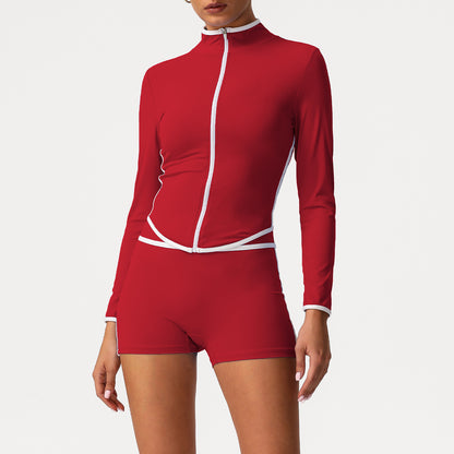 A sports suit women's contrasting colors, beautiful back, tight body, nude yoga suit, running fitness yoga suit