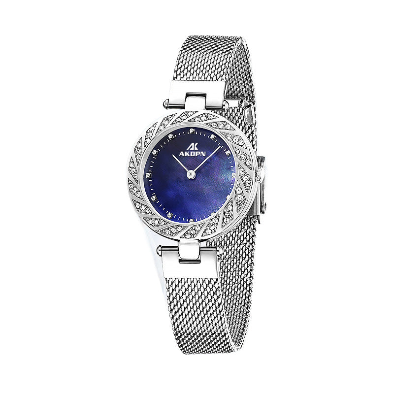 A decorative diamond-encrusted mesh strap women's watch light luxury quartz watch niche design waterproof starry sky diamond quality women's watch