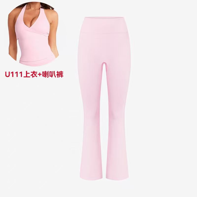 A V-neck cross-neck sports vest with chest pad yoga suit set women's advanced yoga horn trousers
