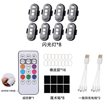 A wireless remote control aircraft light, car and motorcycle universal colorful flash warning light drone pilot light charging