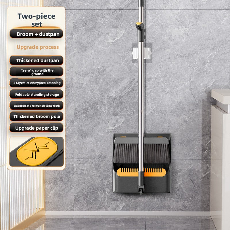A mop broom three-piece set of one mop wiper water net combination broom home folding wall hanging broom dustpan