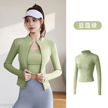 A Spring and Autumn Sports Jacket Long Sleeve Running Slim Fit High Elastic Fitness Yoga Clothing Top Jacket Women