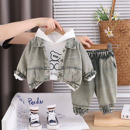A children's denim three-piece set