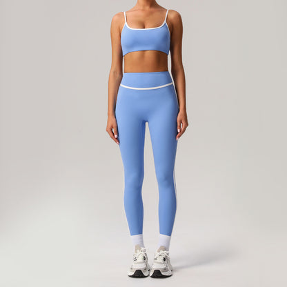 A sports suit women's contrasting colors, beautiful back, tight body, nude yoga suit, running fitness yoga suit