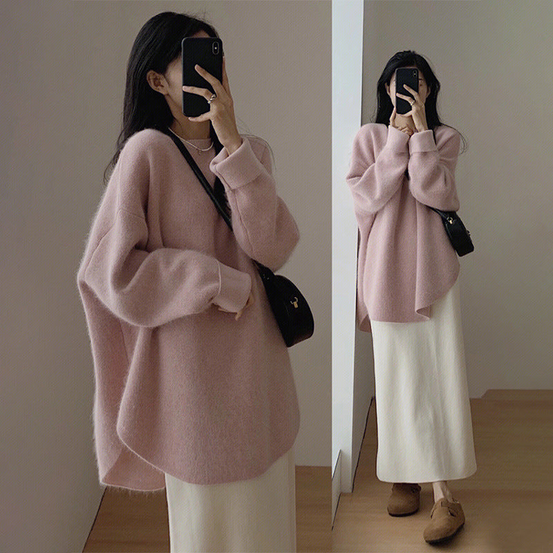 A knitted crew neck sweater