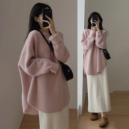 A knitted crew neck sweater