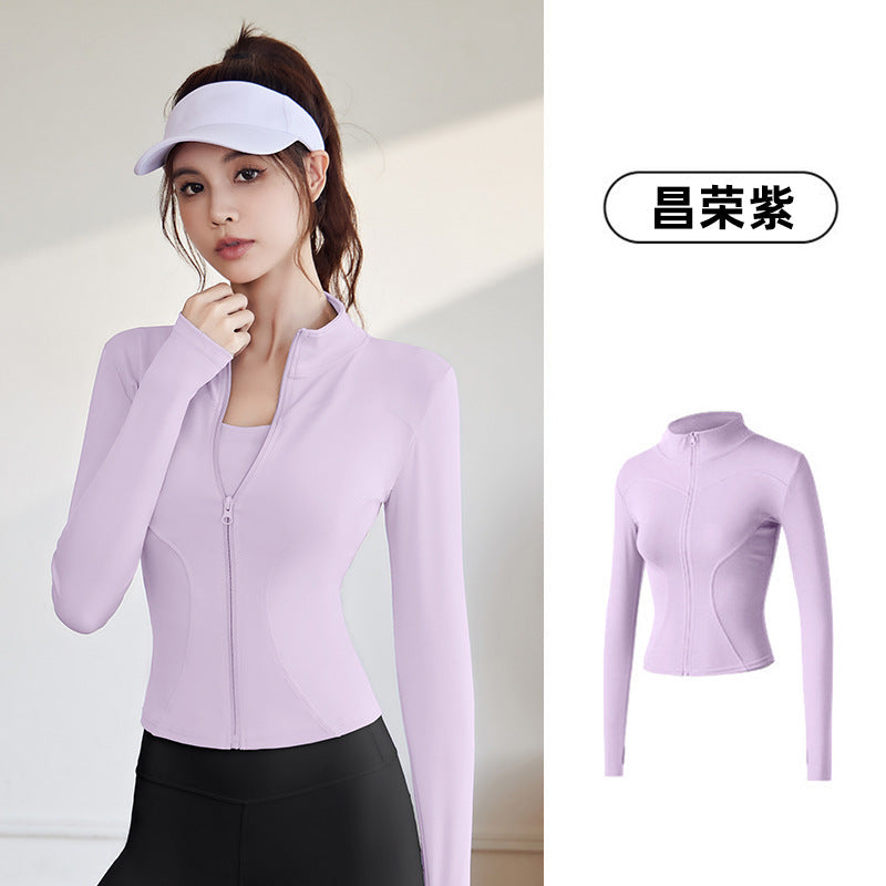A Spring and Autumn Sports Jacket Long Sleeve Running Slim Fit High Elastic Fitness Yoga Clothing Top Jacket Women