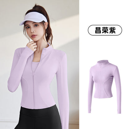 A Spring and Autumn Sports Jacket Long Sleeve Running Slim Fit High Elastic Fitness Yoga Clothing Top Jacket Women