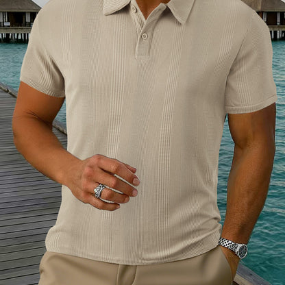 A summer new European and American cross-border men's short-sleeved jacquard polo shirt Amazon men's lapel texture t-shirt top