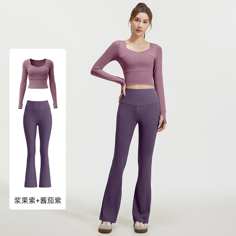 A High elastic, slim and thin yoga suit, nude suit, high waist running sports fitness suit