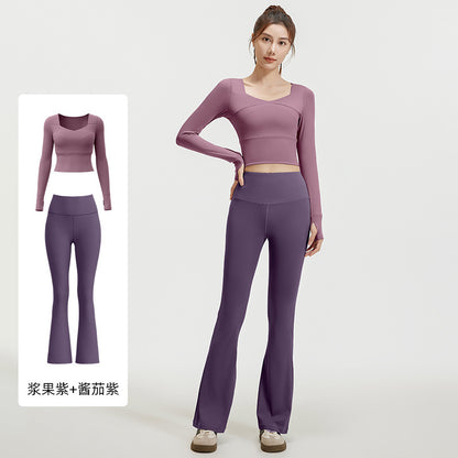 A High elastic, slim and thin yoga suit, nude suit, high waist running sports fitness suit