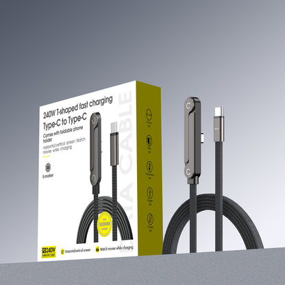 A zinc alloy braided bracket elbow fast charging data cable