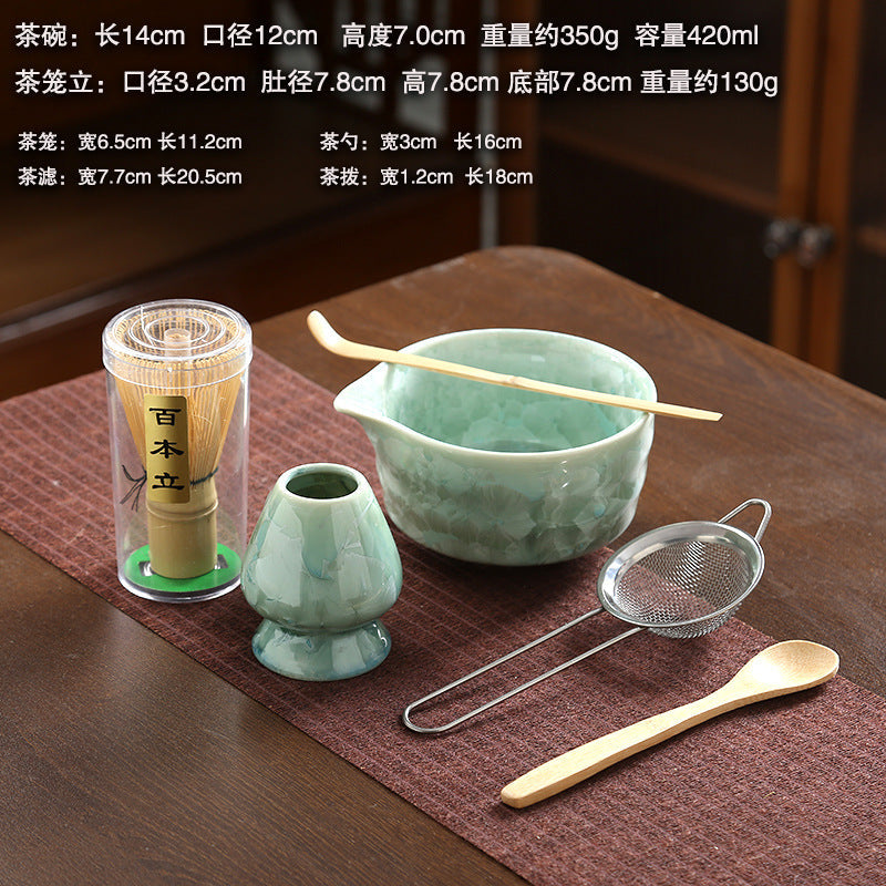 A crystal glaze cross-border ceramic matcha bowl tea beater tool set Japanese matcha brush Baibenli tea set combination