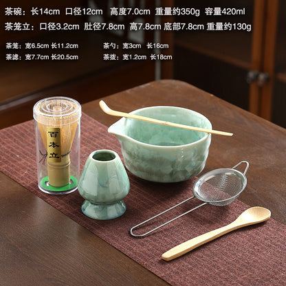 A crystal glaze cross-border ceramic matcha bowl tea beater tool set Japanese matcha brush Baibenli tea set combination