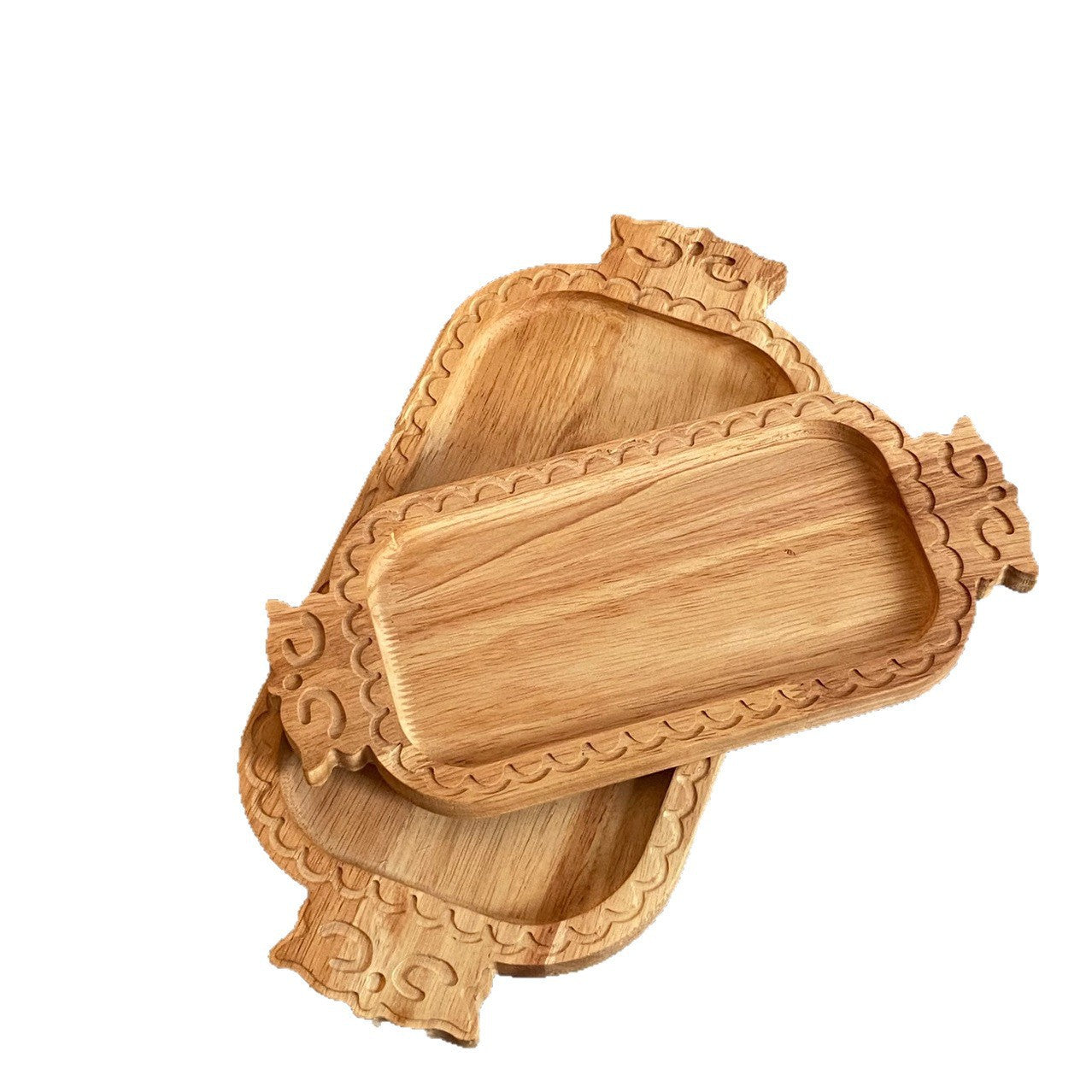 A Ethnic style characteristic pattern fruit plate solid wood carving