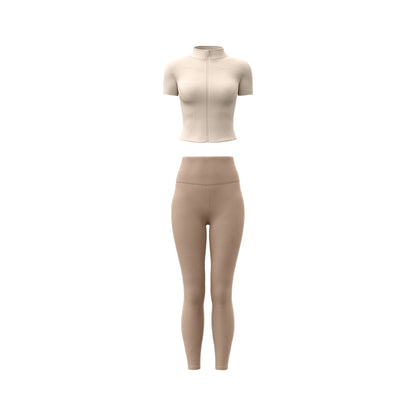 A High elastic yoga suit Naked stand-up collar jacket Fitness suit Sports suit Women