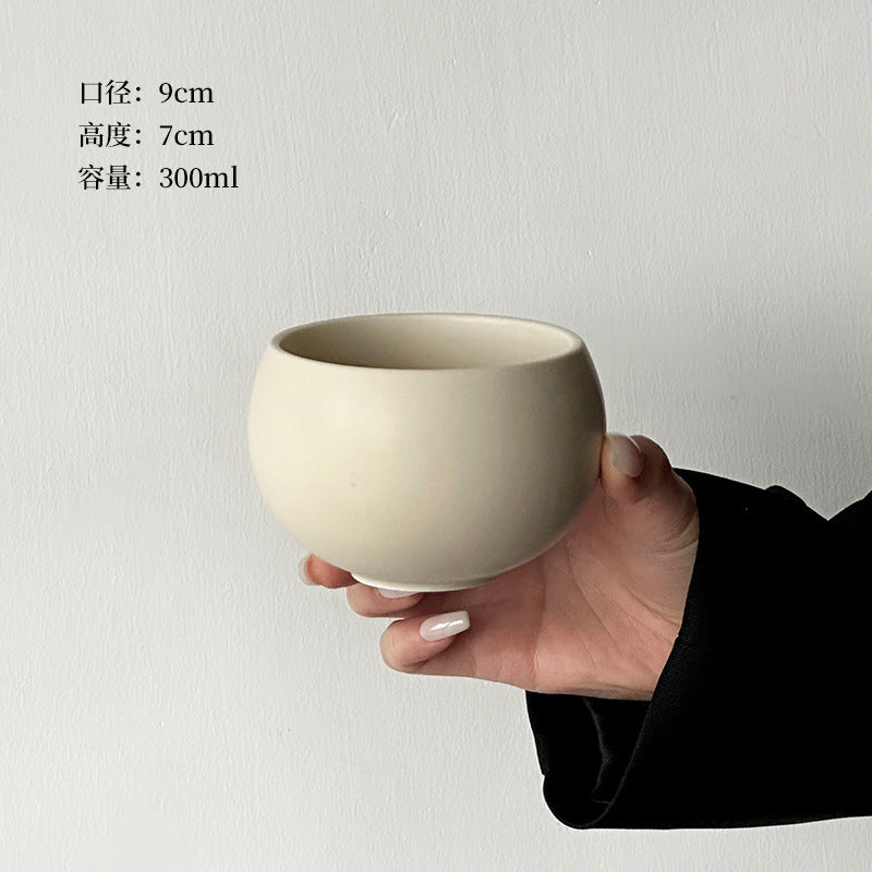 A retro egg-shaped cup frosted stone pattern ceramic cup latte coffee cup afternoon tea niche cappuccillola flower cup
